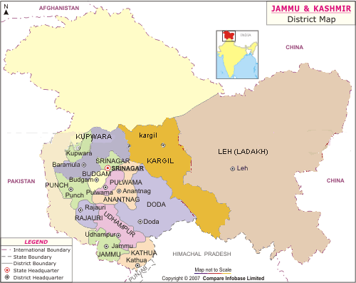 Map of Ladakh, Jammu & Kashmir