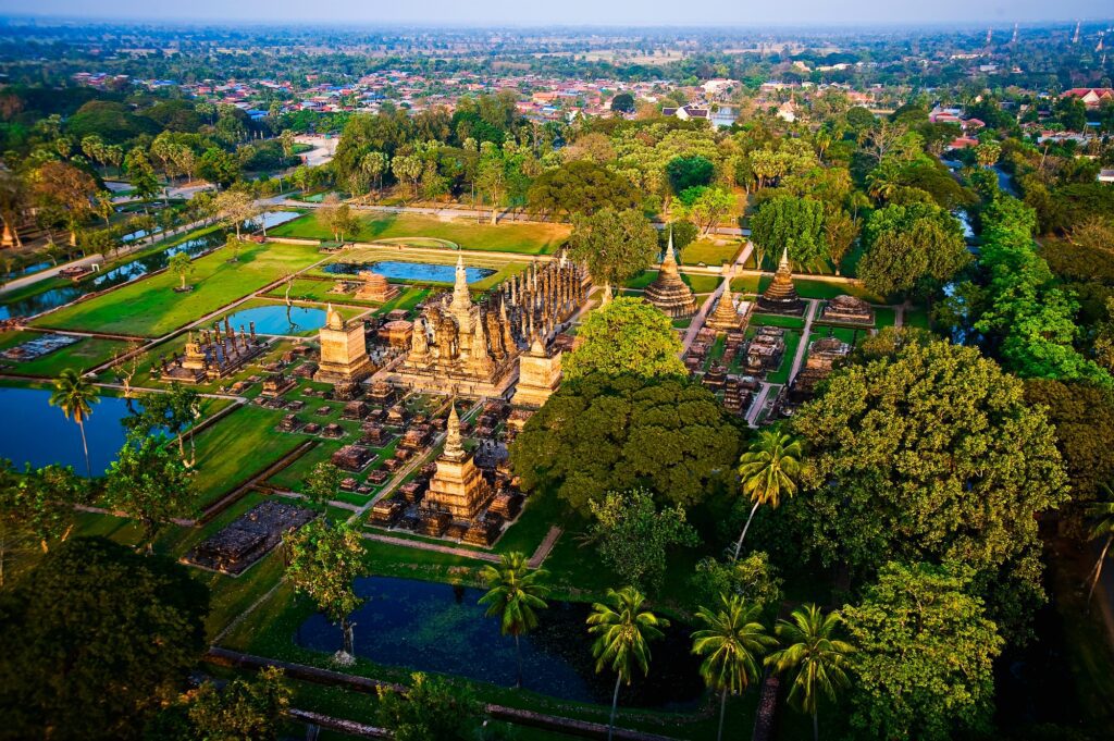 Aerial Photograph of The Sukhothai Histrorical Park, Sukhothai